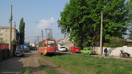 Трамвай №001 на вулиці Краснодарській: Травневий рейс від залізничного вокзалу (нині &mdash; вулиця Холодноярська)